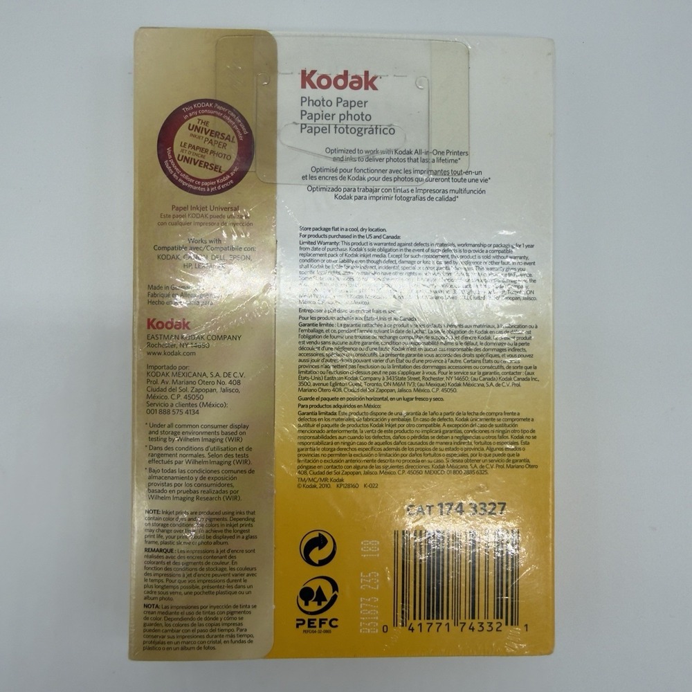 KODAK Photo Paper Gloss Instant Dry 4" x 6" 100 Sheets 6 mil Thickness - Picture 4 of 7